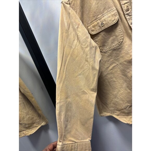Carhartt Mens XL Beige Button-Down Shirt  100% Cotton  Two Chest Pockets  Made I - Picture 6 of 11